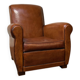 A Gorgeous French Leather Club Chair, Havana Lounge Model Circa 1950's