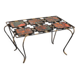 Table basse vintage en fer forgé de Mettlach, années 50