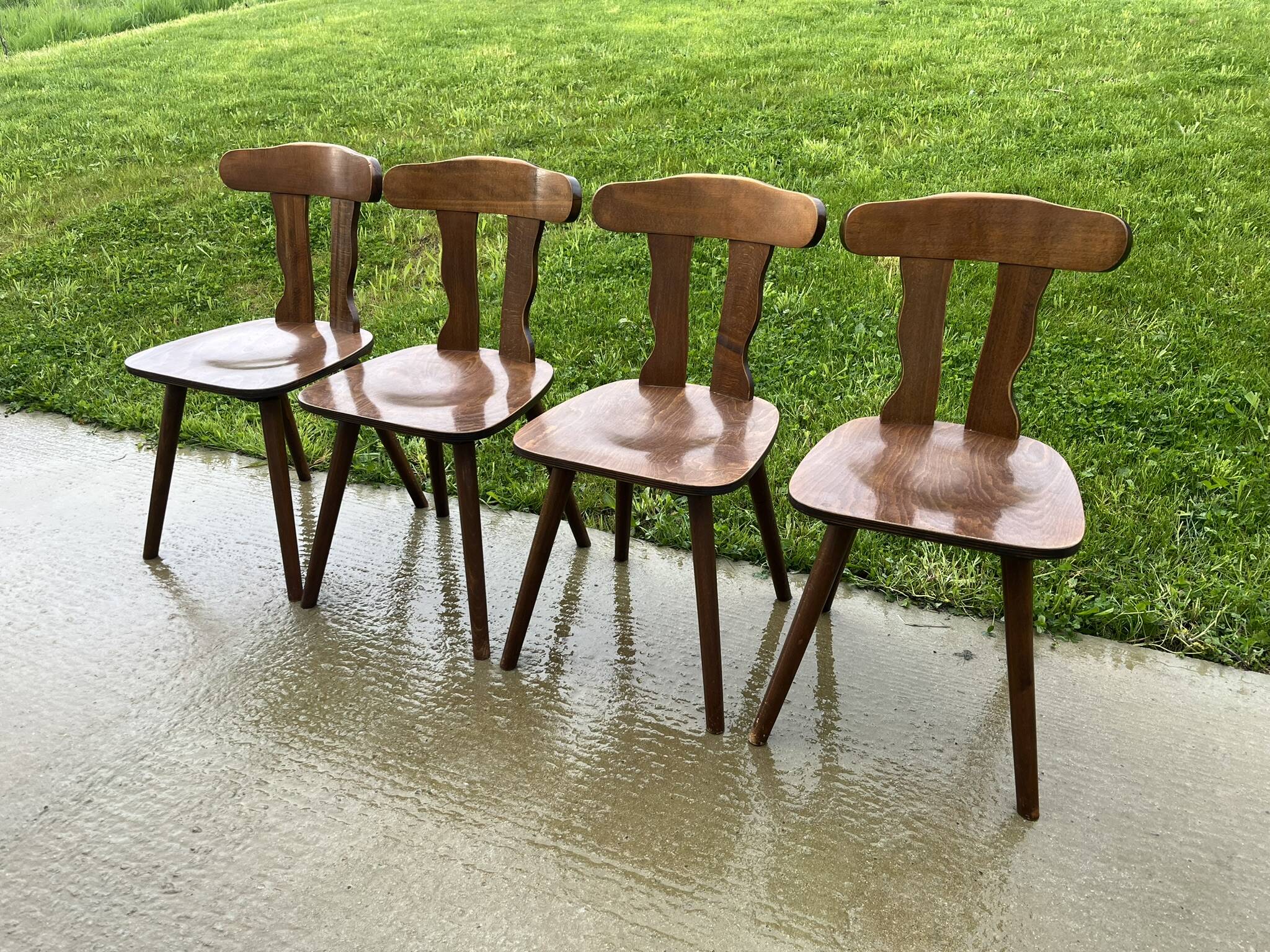 Set of 4 1960s Brutalist Style Bistro Chairs