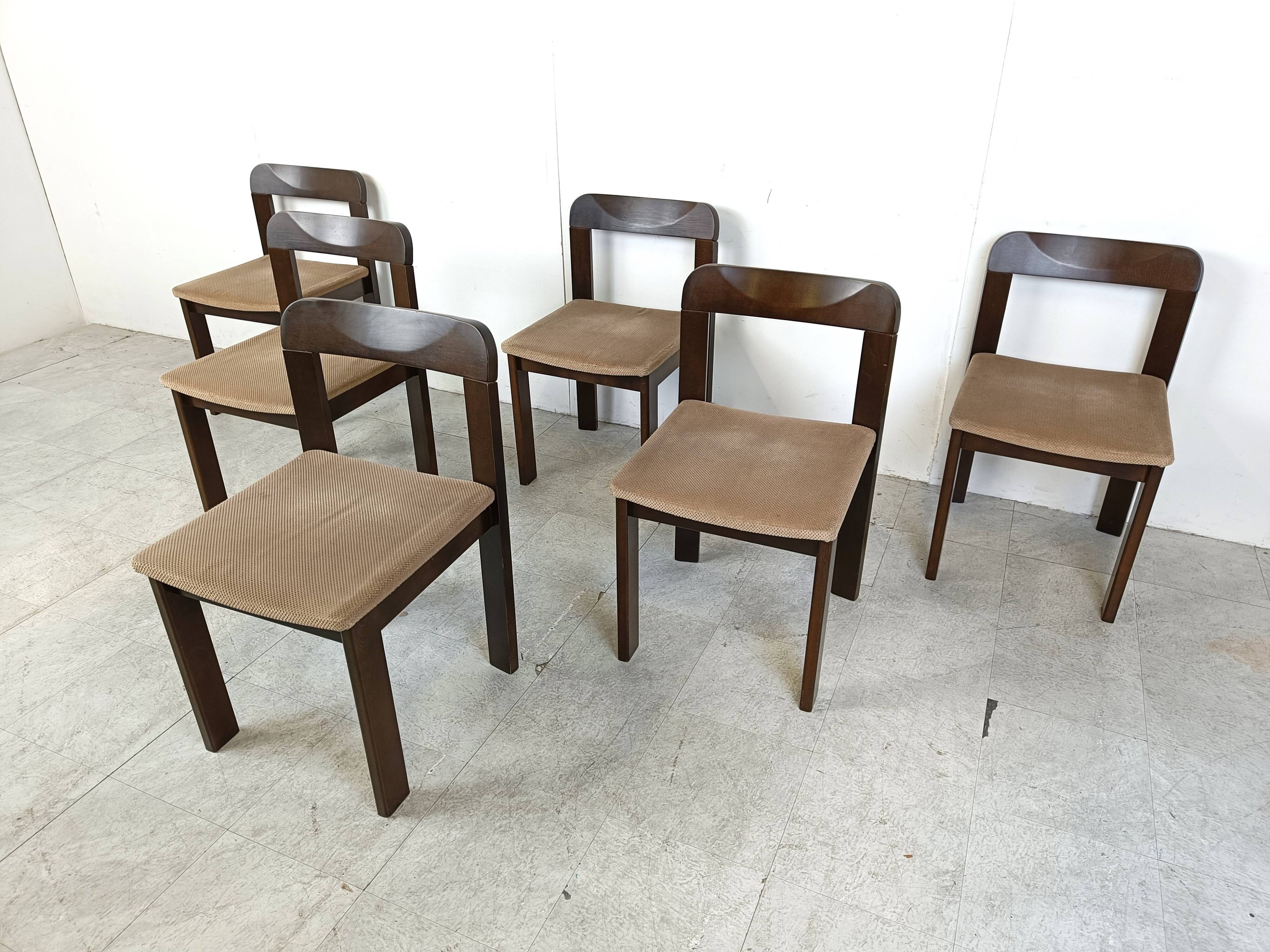Vintage brutalist dining chairs, set of 6 - 1970s