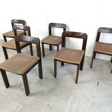 Vintage brutalist dining chairs, set of 6 - 1970s