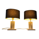 Pair of brass travertine lamp camille breesch