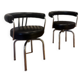 La Corbusier, Pair of LC7 armchairs, Cassina edition