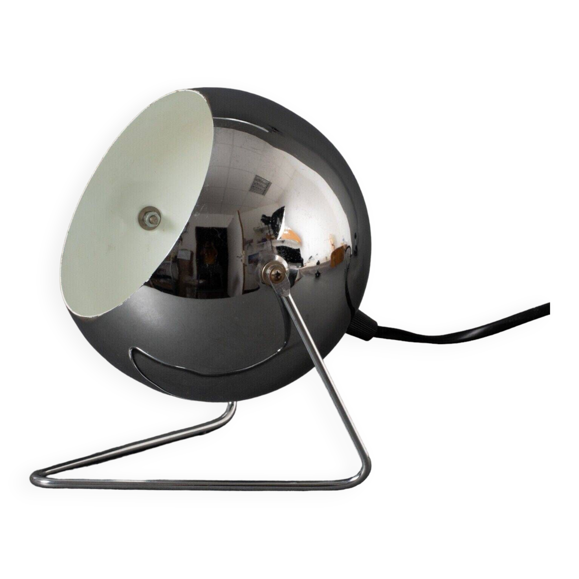 1970 lamp in chrome metal with tubular base