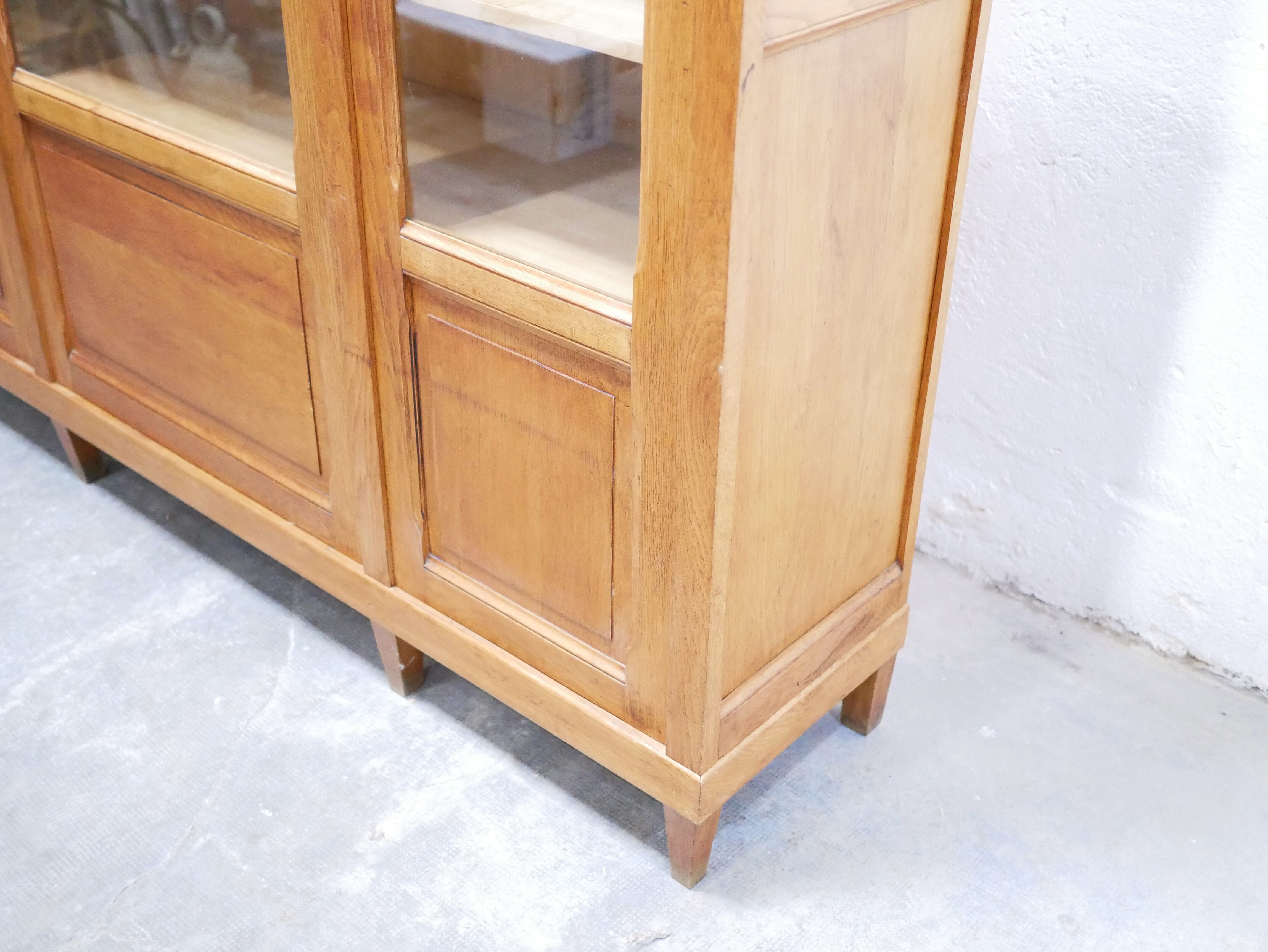 Vintage wooden glass bookcase cabinet