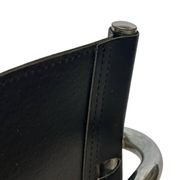 Tabouret de bar vintage en cuir noir et chrome, Italie