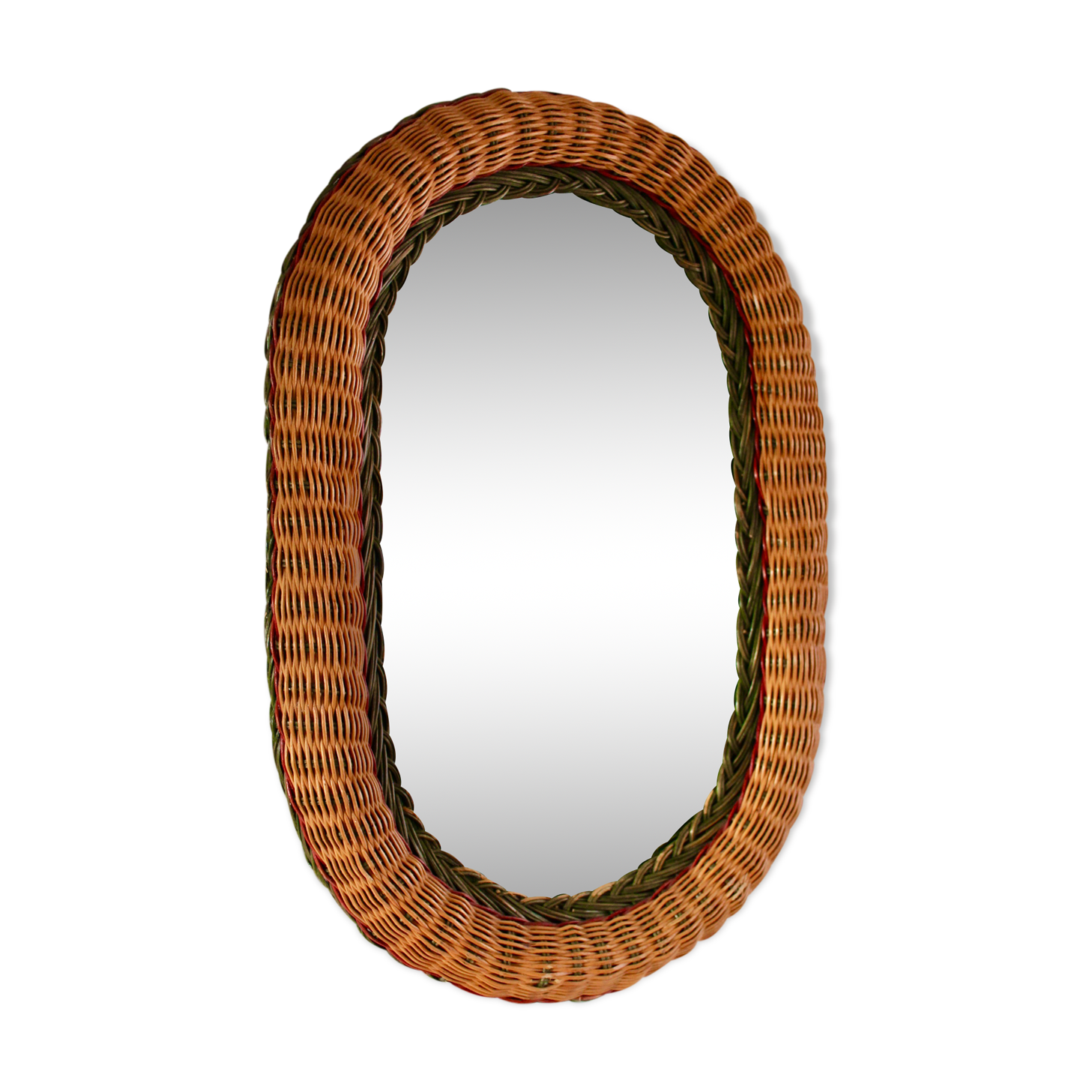 Miroir en rotin osier vintage