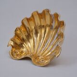 Fabbrica Ferniani Faenza plateau de poche 36,5 cm coquille en majolique, doré, 1800