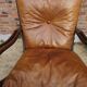 Chaise longue vintage en bambou et rotin avec coussins en cuir, années 1960