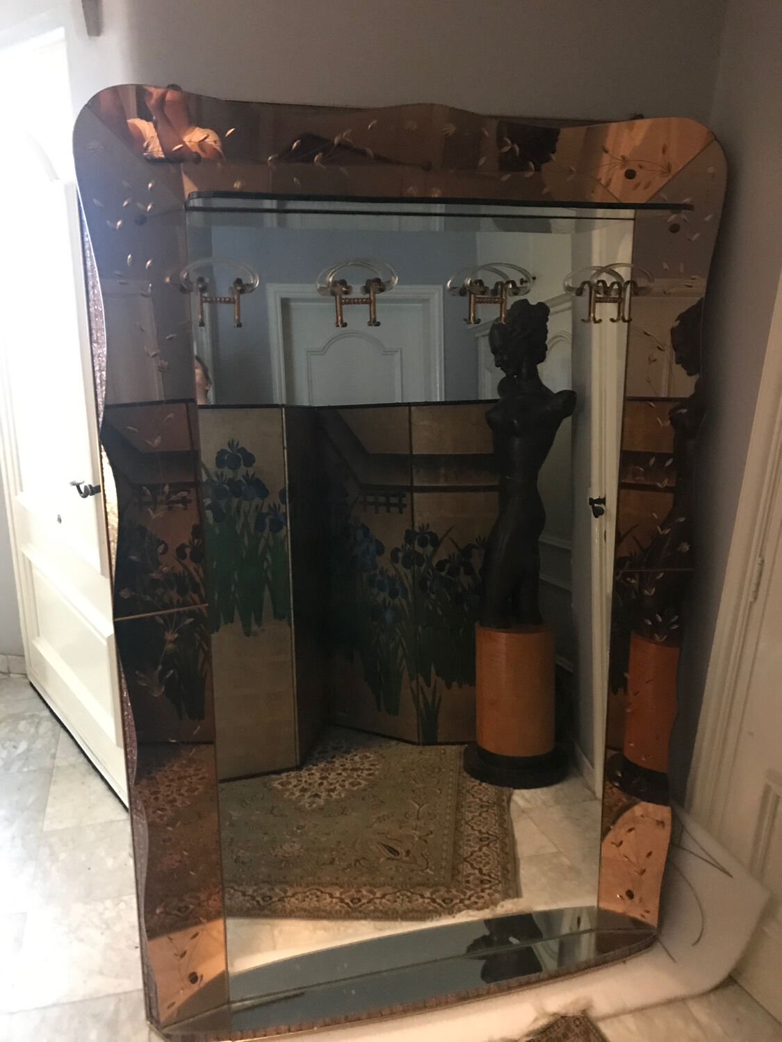 Mirror - venetian art-deco coat holder 126x193cm