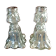 Pair of mercurized glass candle holders