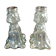 Pair of mercurized glass candle holders