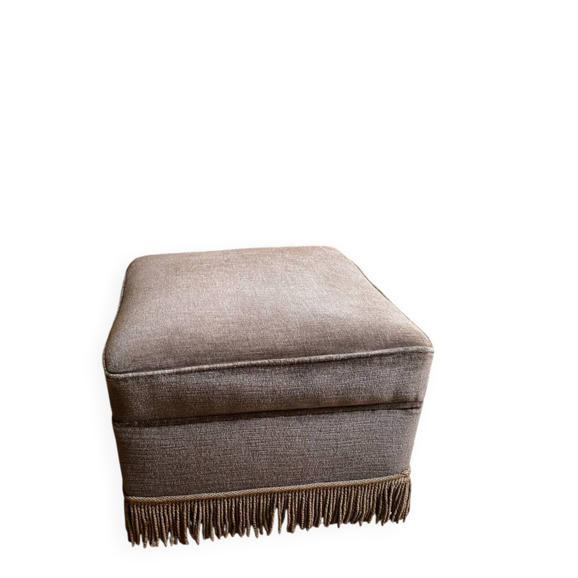 Large brown velvet pouf
