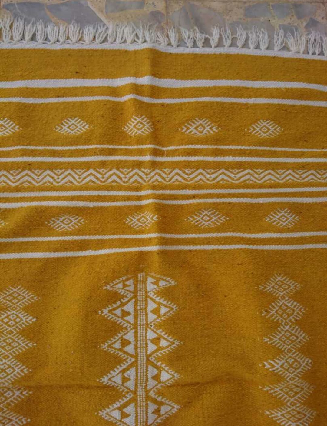 Yellow and white kilim rugs 100x140cm