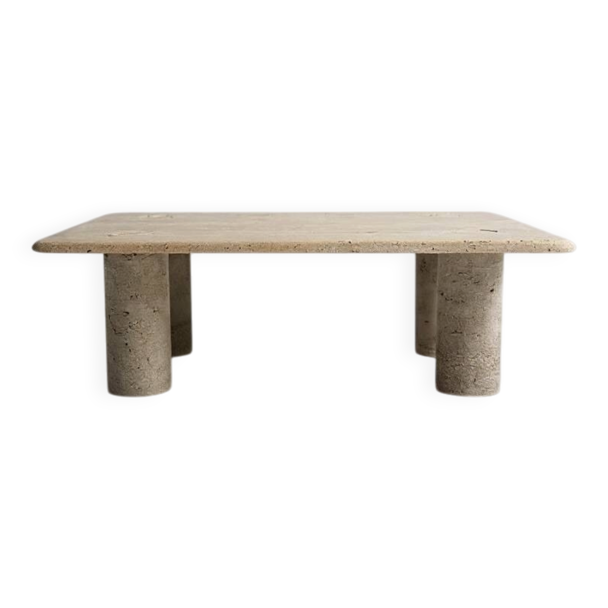 Travertine coffee table signed by Angelo Mangiarotti for Up&Up - 1970