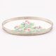 Oval Art Deco plate in earthenware and pierced metal with cherries