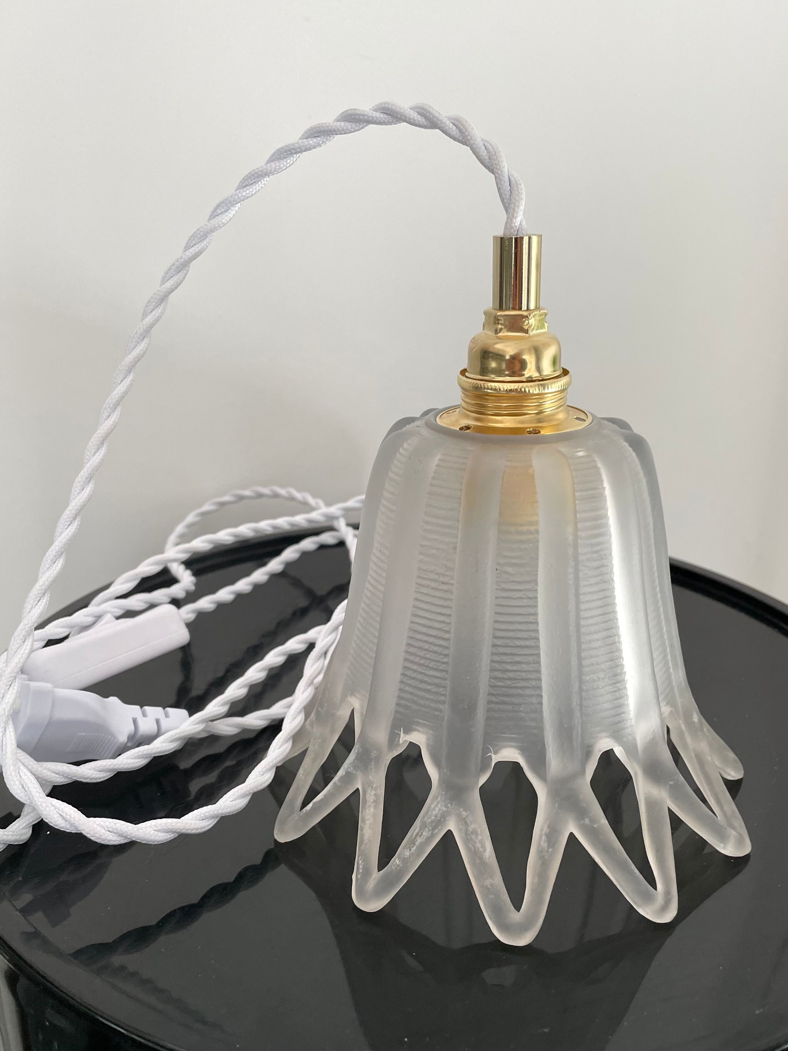 Vintage carved glass lamp