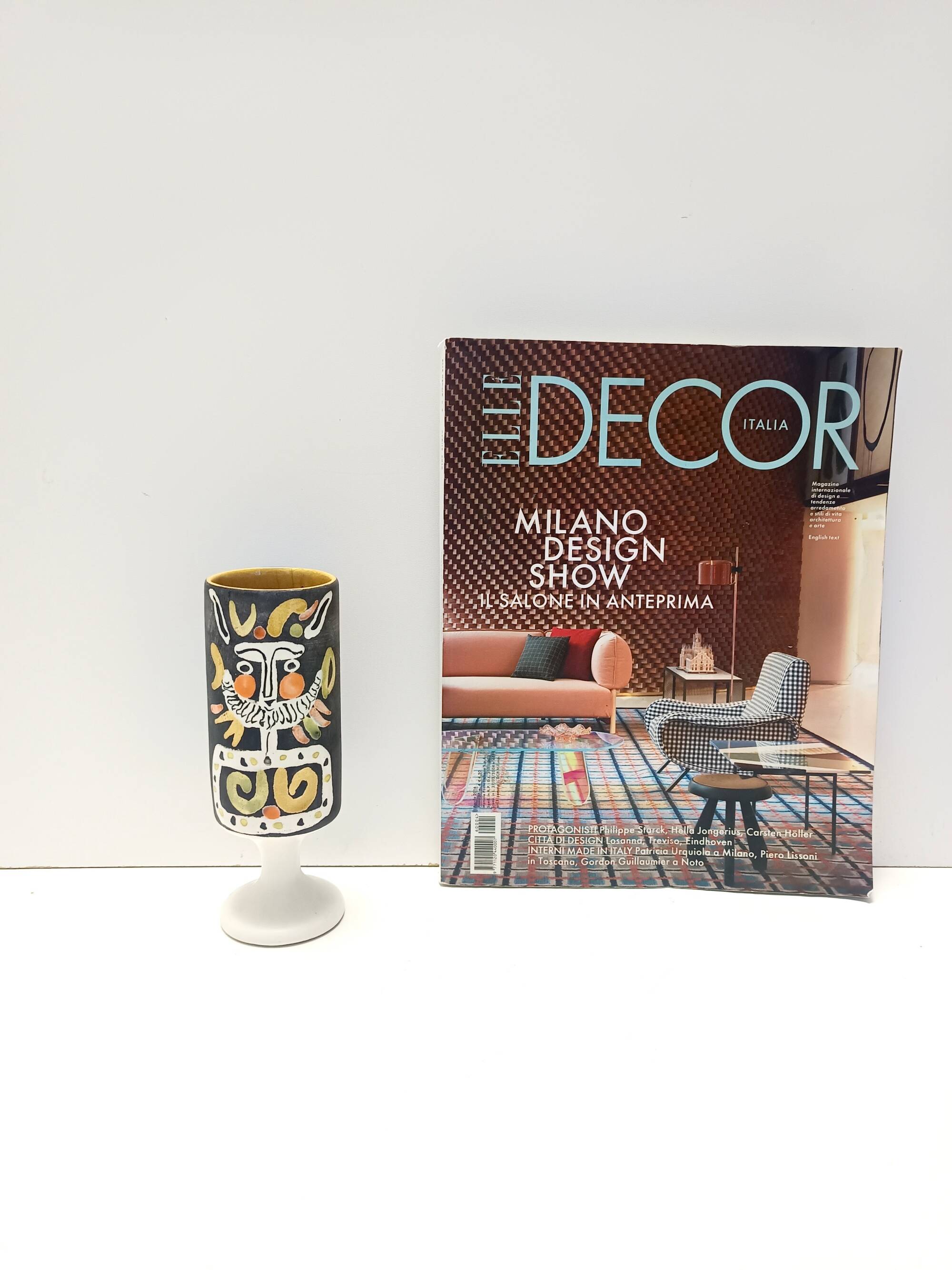 Black Lacquered Ceramic Goblet Vase by by Roger Capron, France