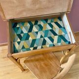 Desk, school desk and its Bauman chair, old children's desk, children's furniture 1960.