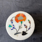 Marble box with inlaid stone