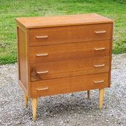 Vintage chest of drawers from the 50s in blond oak 4 drawers conical legs