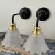 Pair of Art Deco wall lights in glass and ceramic