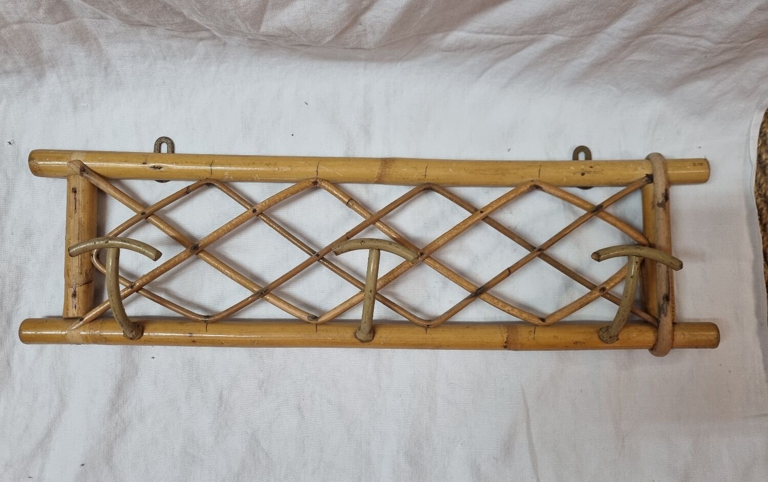 Wall rattan coat rack from 1960