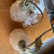 Pair of art deco silvered bronze wall lights with tulips signed ros