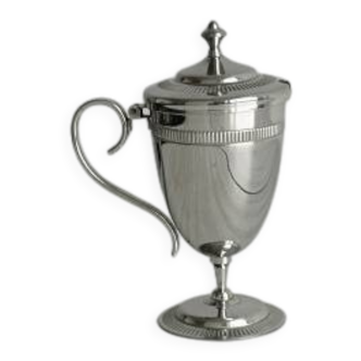 Small sugar bowl, metal stainless steel jam pot.