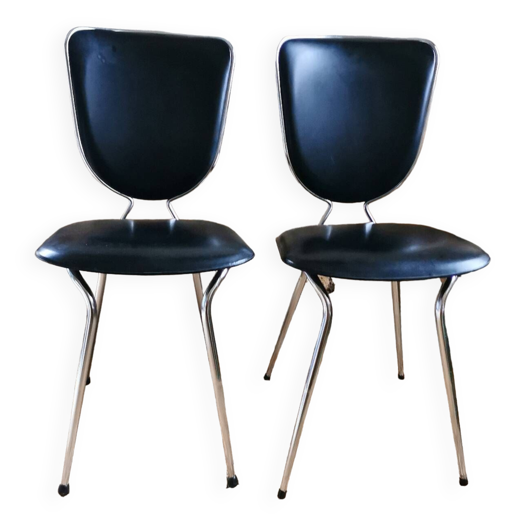2 chaises soudex vinyle, années 60/70 | Selency