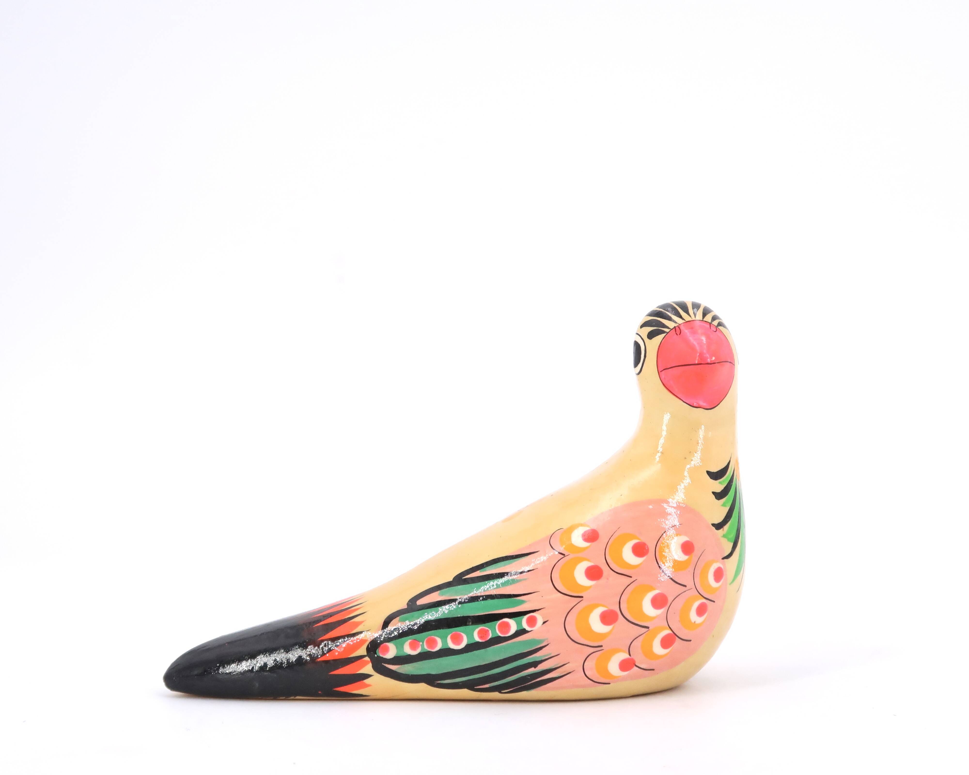Mexican bird in Tonola painted ceramic