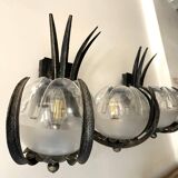 Brutalist pair of Mazzega glass sconces, Italy 1960