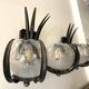 Brutalist pair of glass wall lights Mazzega, Italy 1960