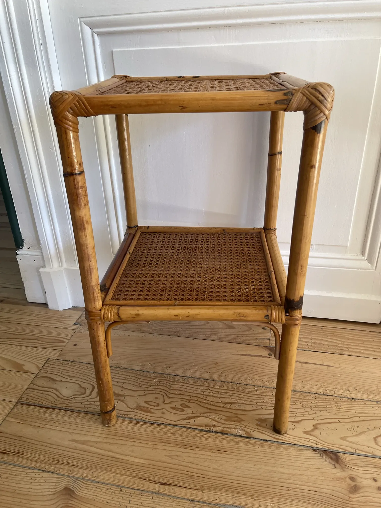 Vintage bamboo and rattan shelf