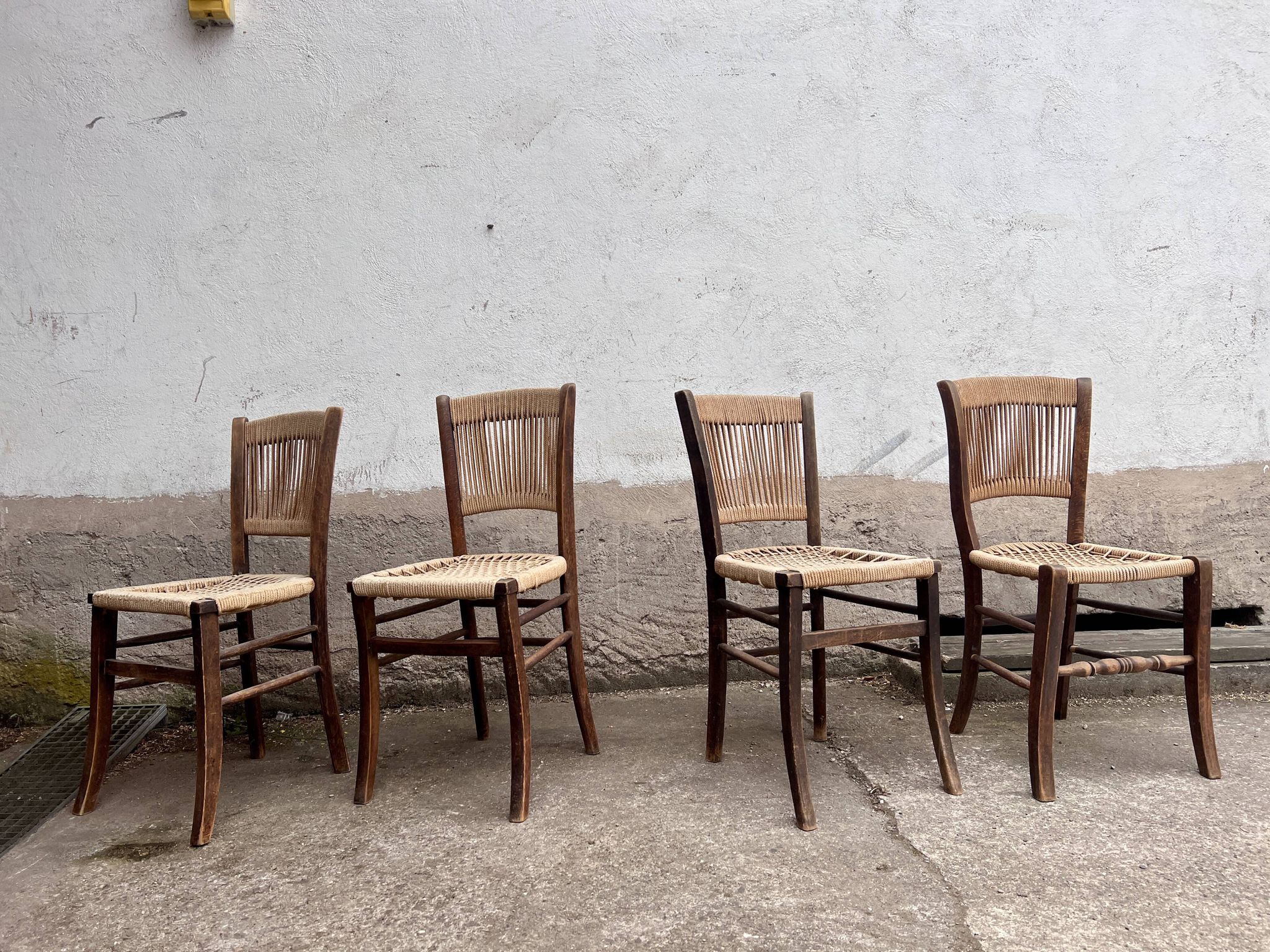 Set of 4 Vintage Rope Bistro Chairs