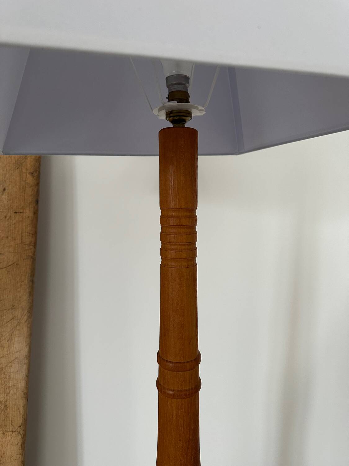 Modernist blond oak floor lamp