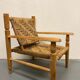 Wood and rope armchair and footrest