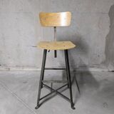 Chaise haute d'atelier Bienaise, chaise industrielle vintage