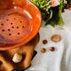 Vintage glazed terracotta strainer