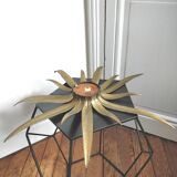 Mirror sun leaves gold metal 58cm