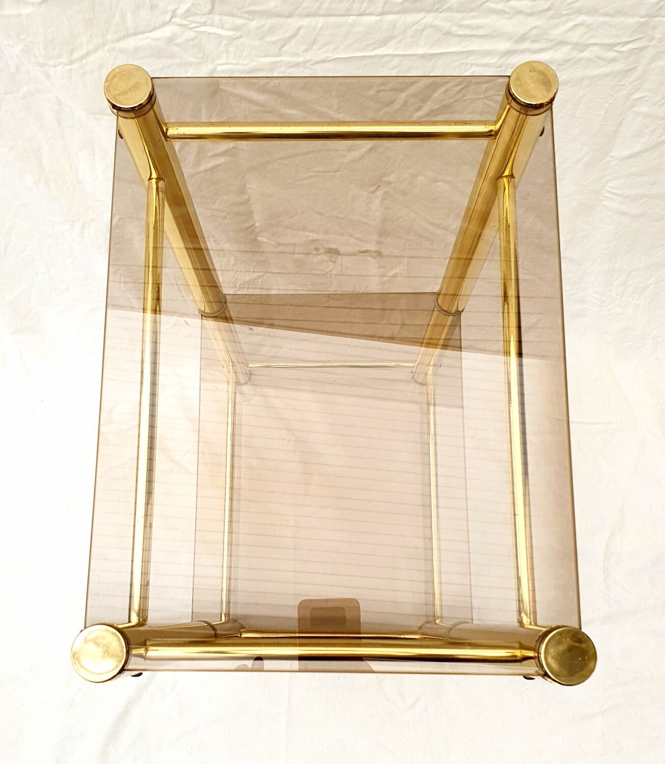 Sellette métal doré verre fumé