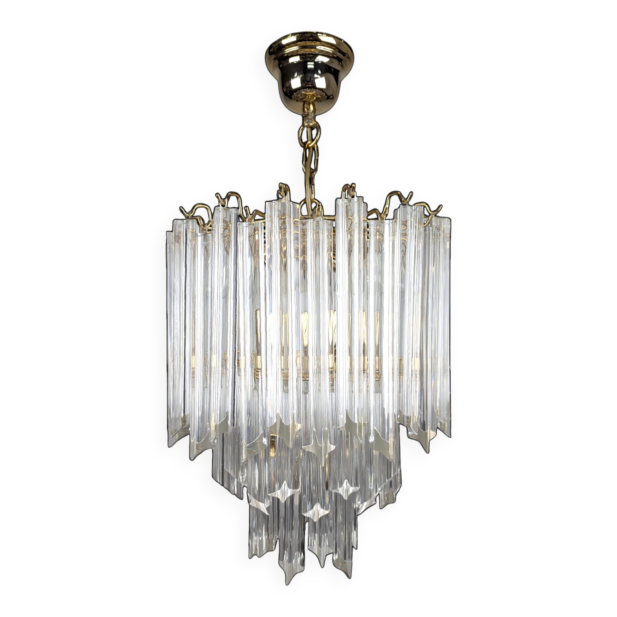 Brass and Murano chandelier by Venini by Novaresi