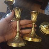 Golden brass candlesticks