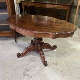 Large Louis Philippe period mahogany fiddle-shaped pedestal table, 19th century