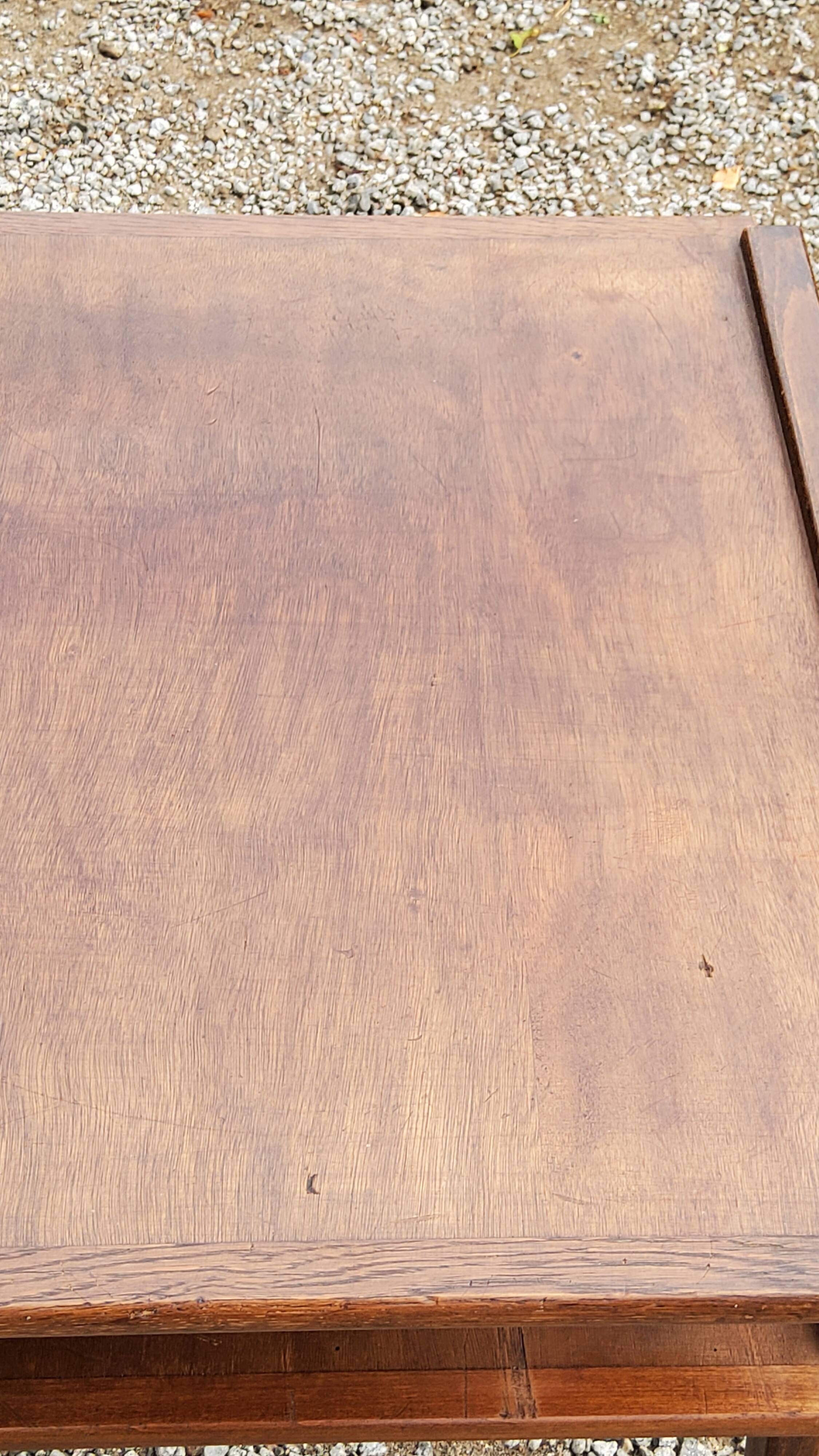 Vintage side table from the 50s in beech oak and poplar compass feet