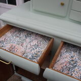 Renovated vintage Mado sideboard – Celadon green & natural cane