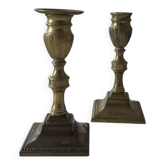 Paire de chandeliers vintage en bronze