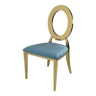 Chaise doré et assise velours turquoise