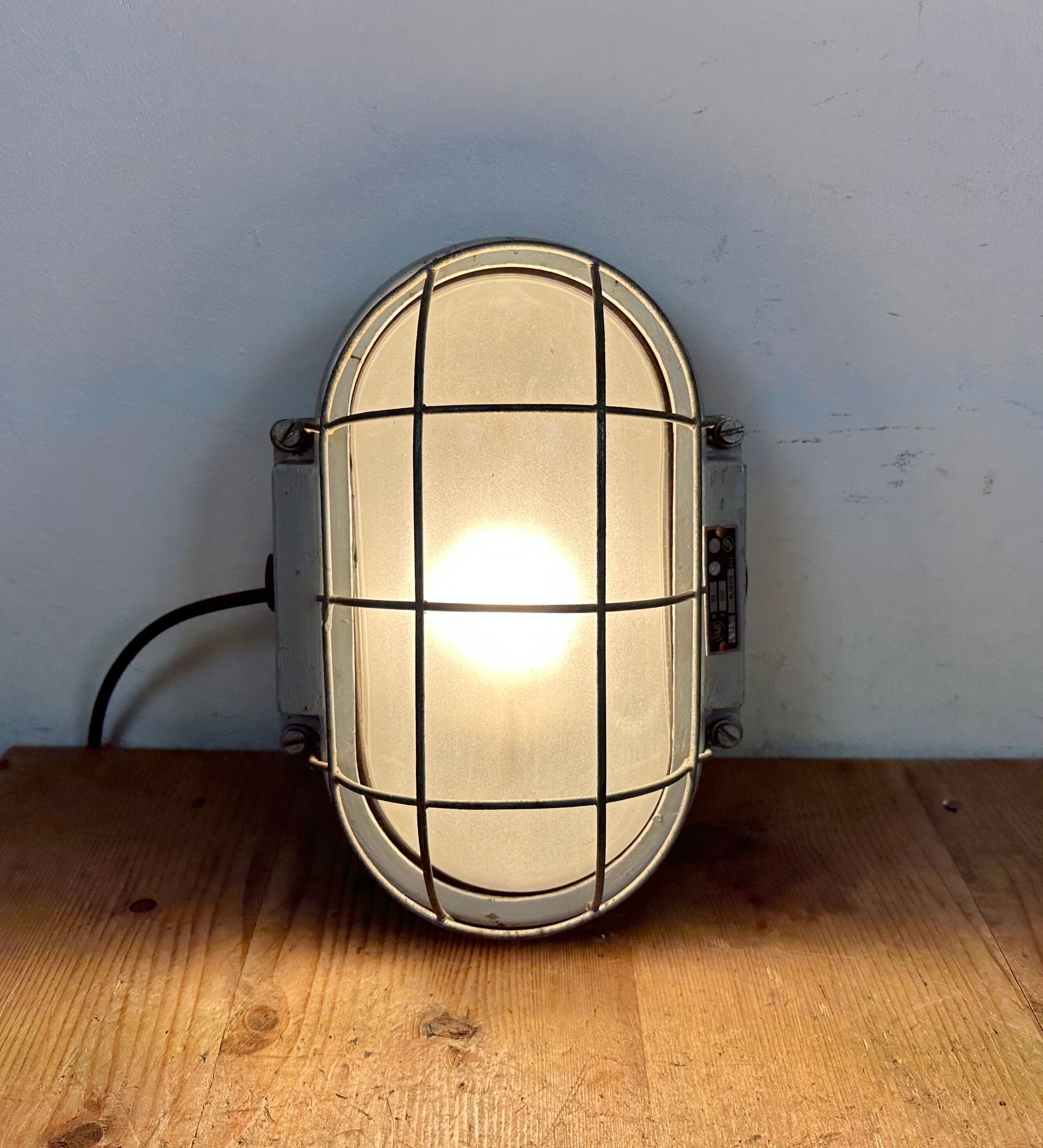Industrial Cast Aluminium Wall Light with Milk Glass from Elektrosvit, 1970s