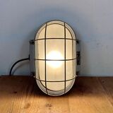 Industrial Cast Aluminium Wall Light with Milk Glass from Elektrosvit, 1970s